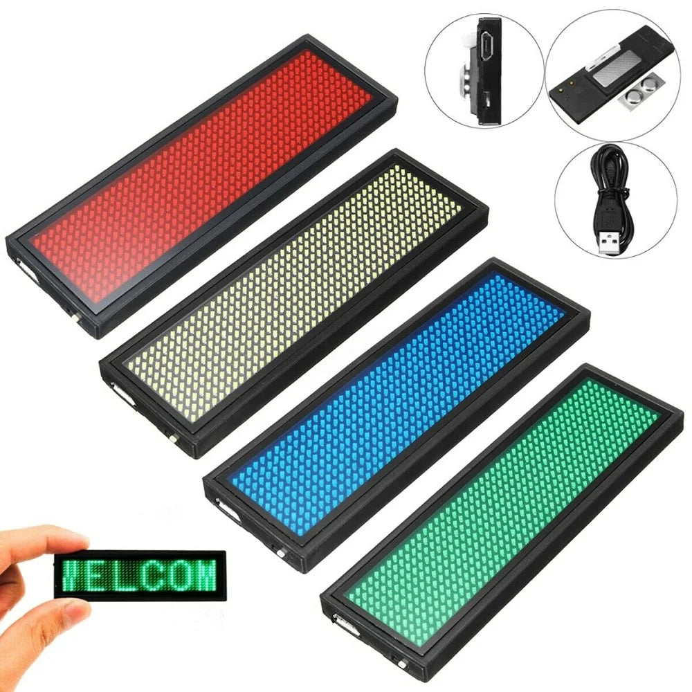 Bluetooth LED Name Badge – Programmable Scrolling Display with Text & Patterns