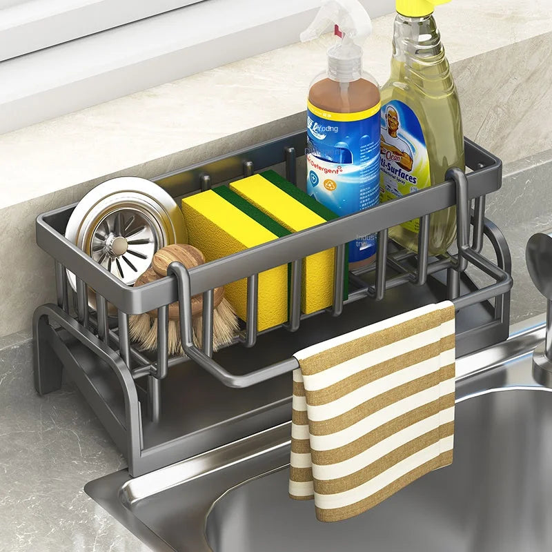 Kitchen Sink Storage Rack – Draining Holder for Sponges, Cloths & Cleaning Supplies