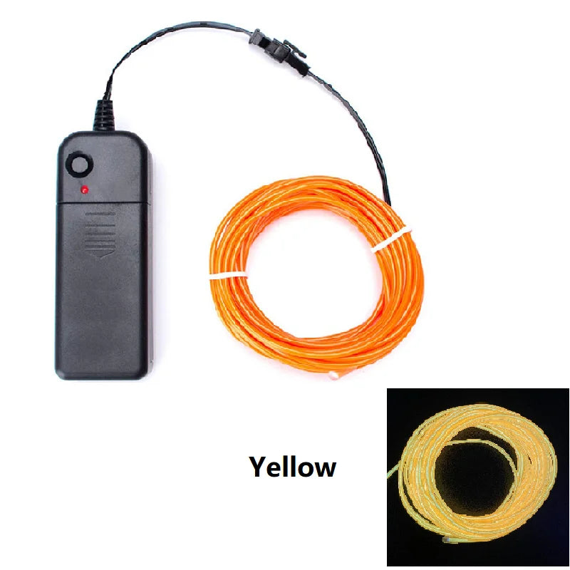 1m 3m 5m Glow EL Wire Neon Cable for Christmas Dance Party DIY Costumes Multicolor Illuminated Light AA Battery  Lamp LED Strip
