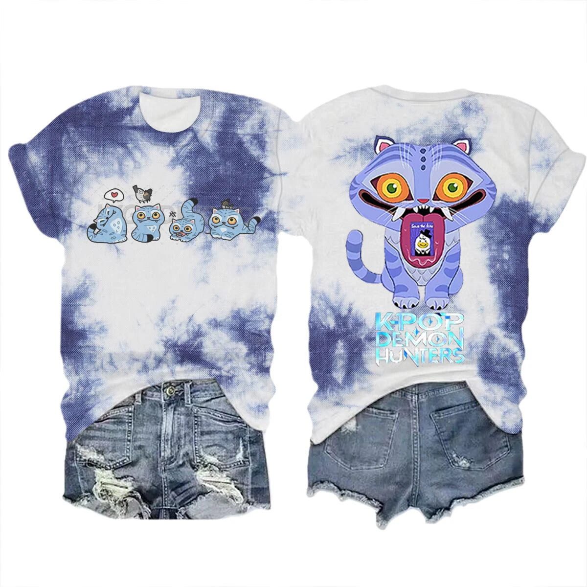 Derpy Tiger Kpop Demon Hunters Shirt Manga Tee for Fans Crew Neck Short Sleeve Tee K-pop Demon Hunters Tiger Funny T Shirts