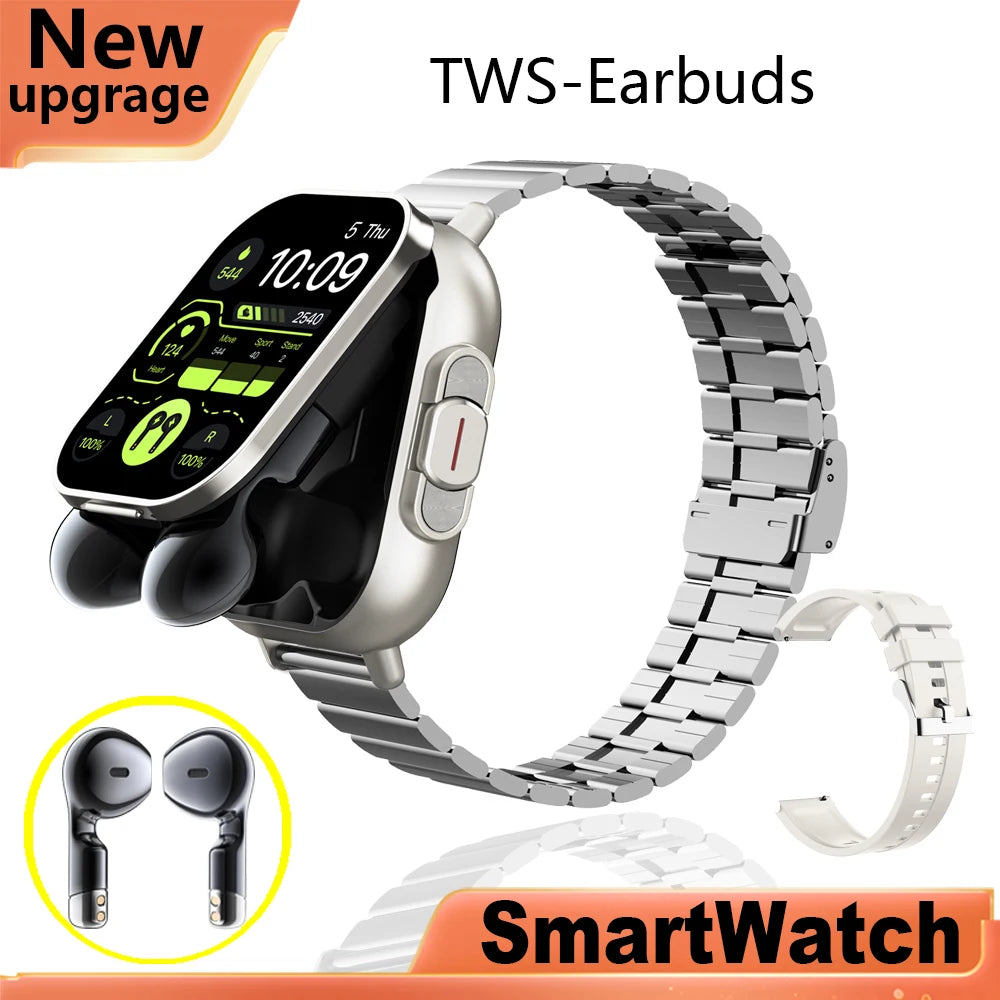 Smart Watch D8 with 2-in-1 TWS Earphones – NFC, Health Monitoring & Music ⌚🎧