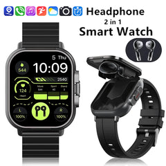 Smart Watch D8 with 2-in-1 TWS Earphones – NFC, Health Monitoring & Music ⌚🎧