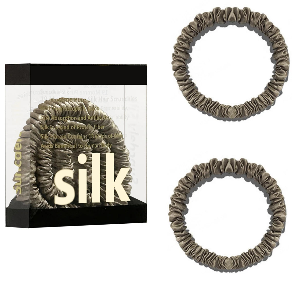 2PCS Box Mulberry Silk Scrunchies Women Grils Hair Ties for Hair Sleep No Damage Hairband Curly Hair Elastics Ponytail Holder