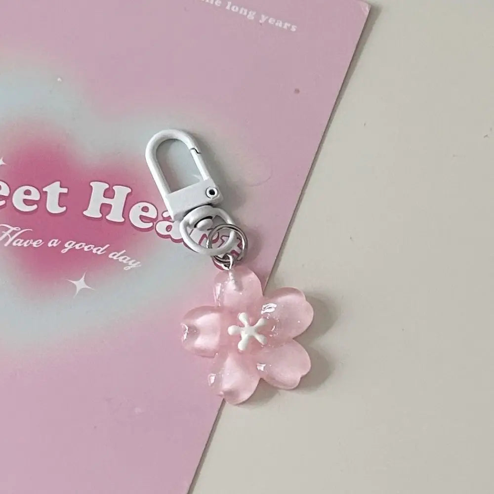 Fashion Key Chains Bag Hanging Pendant Car Keyring Cute Mini Flower Keychain Kawaii Colorful Resin Floral Key Ring