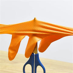 Heavy Duty Orange Nitrile Gloves – 8Mil Industrial Disposable with Diamond Grip