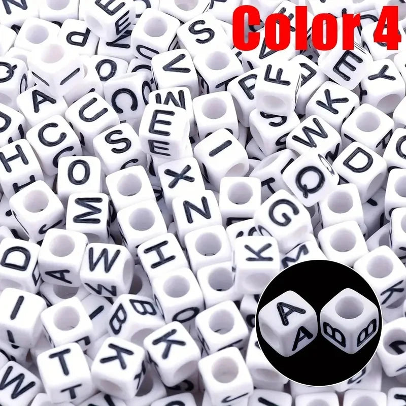 500/100pcsAcrylic Alphabet Cube Beads, Assorted A-Z Letter Spacer Beads for Bracelet, Necklace DIY Jewelry Making Craft Supplies