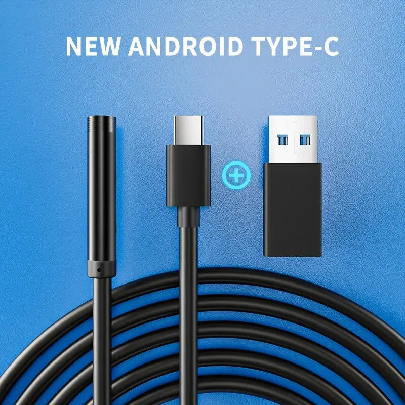 Type-C Endoscope Camera 7.0mm – Waterproof USB Borescope with 6 LED Lights for Android & PC