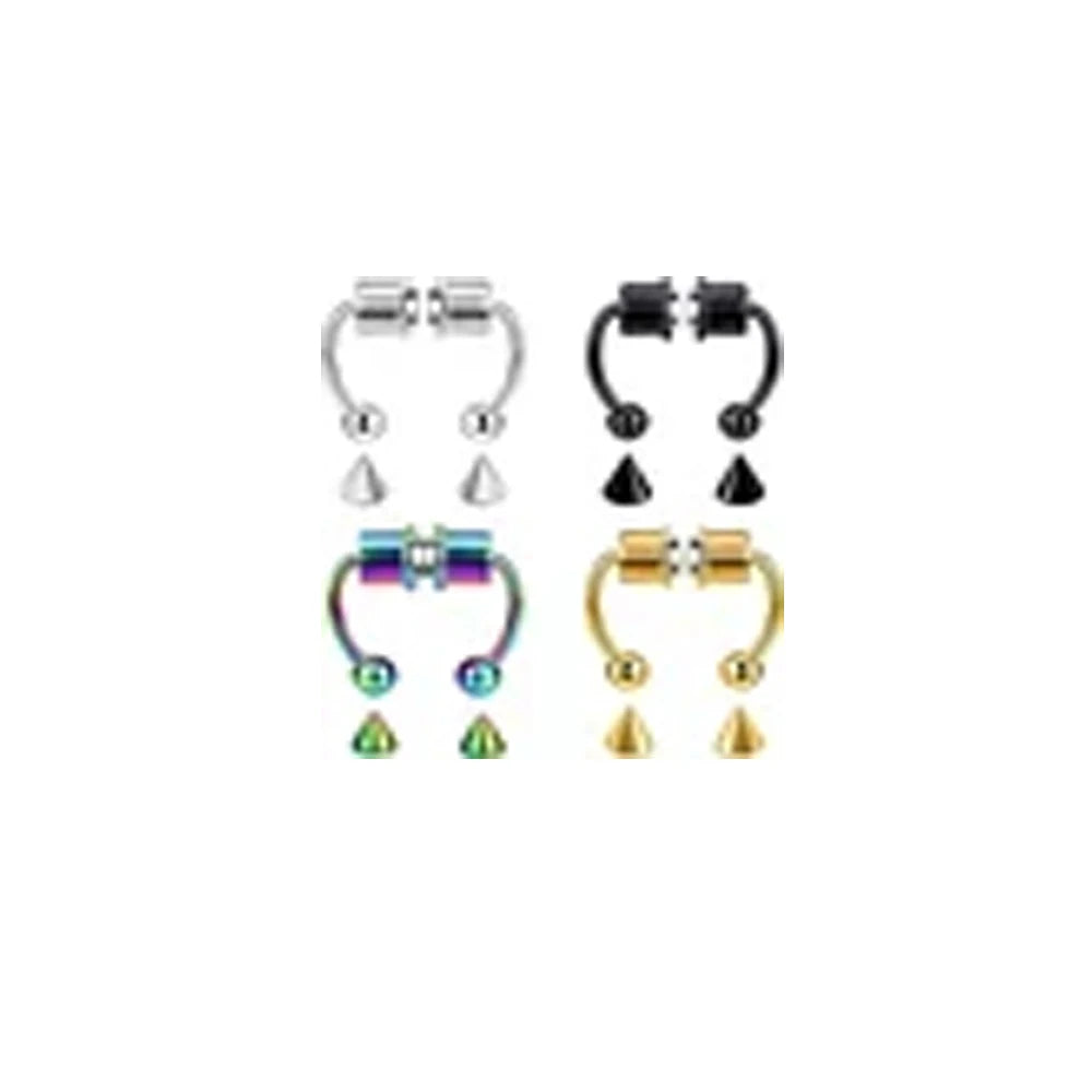 Women Fake Piercing Nose Ring Hoop Septum Non Piercing Nose Clip Rock HipHoop Stainless Steel Magnet Fashion Punk Body Jewelry