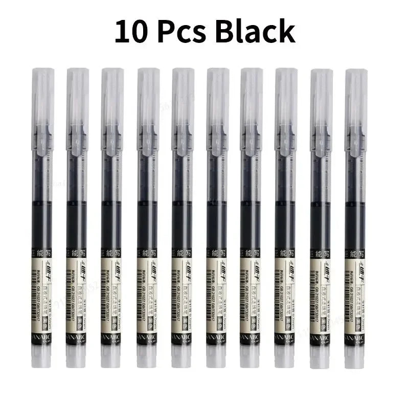 10pcs Needle Gel Pens – High-Quality Liquid Ballpoint, Kawaii Stationery