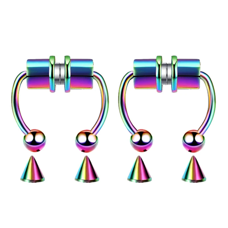Women Fake Piercing Nose Ring Hoop Septum Non Piercing Nose Clip Rock HipHoop Stainless Steel Magnet Fashion Punk Body Jewelry