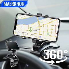 Universal Car Phone Holder – 360° Rotating Dashboard Mount for Smartphones