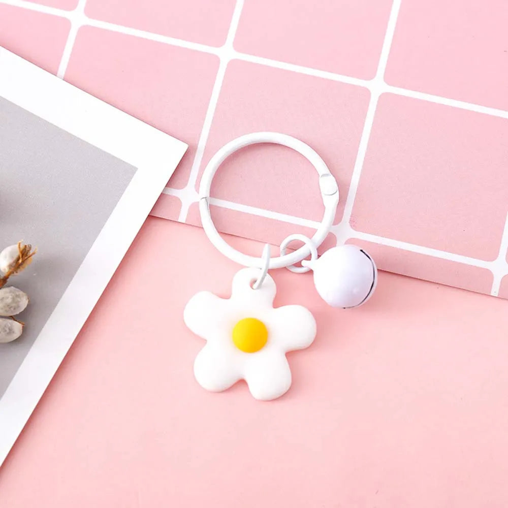 Fashion Key Chains Bag Hanging Pendant Car Keyring Cute Mini Flower Keychain Kawaii Colorful Resin Floral Key Ring