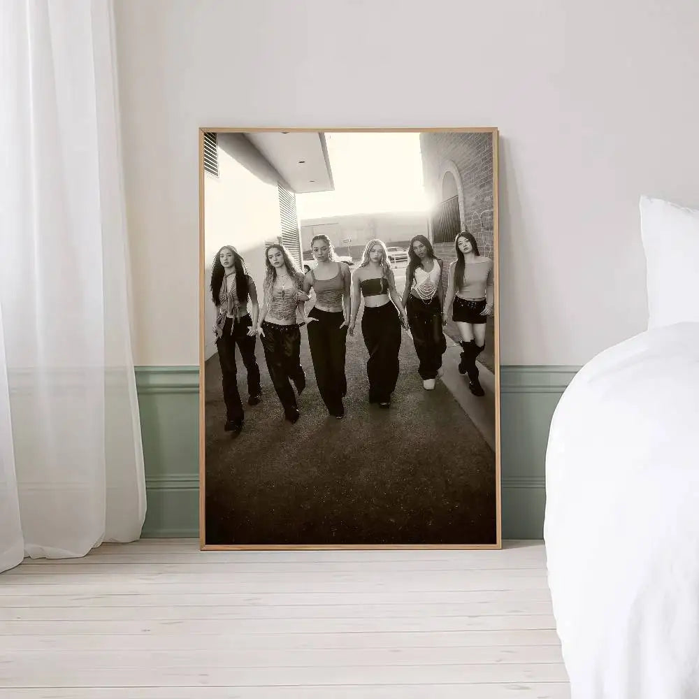 Popular Kpop Band K-Katseye Anime Posters Sticky Fancy Wall Sticker For Living Room Bar Decoration Room Wall Decor