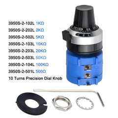 3590S Wirewound Potentiometer 500R 1K 2K 5K 10K 20K 50K 100K Ohm with High Precision 10 Turns Rotary Potentiometer Dial Knob