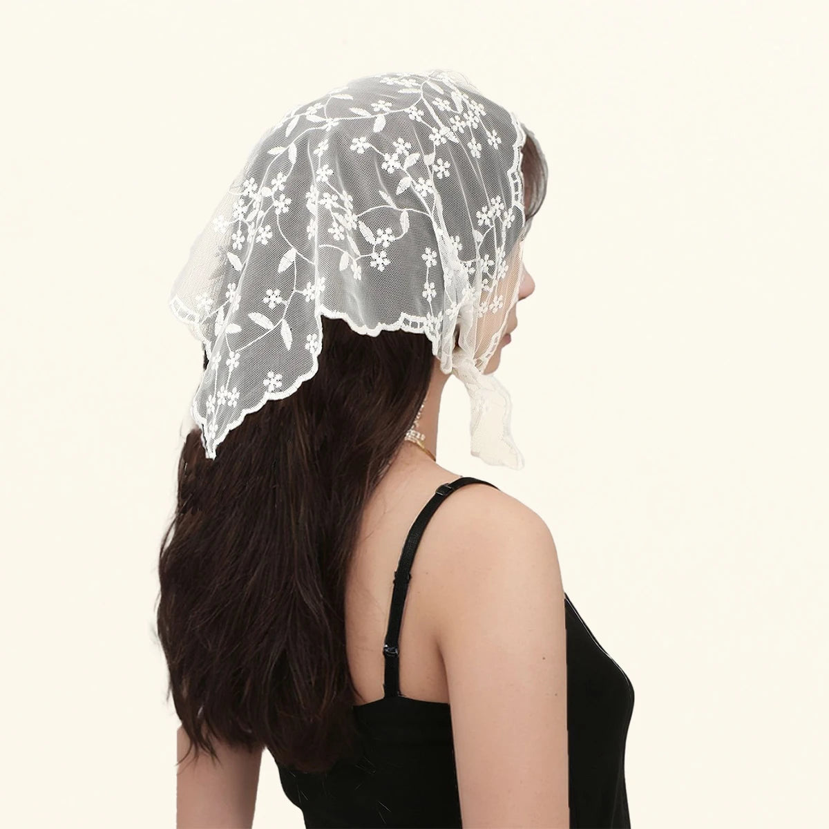 Women’s Lace Triangle Hair Scarf – Vintage Retro Headband & Elegant Hair Accessory