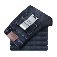 Wthinlee New Business Men's Jeans Casual Straight Stretch Fashion Classic Blue Black Work Denim Trousers Male Brand Clothing
