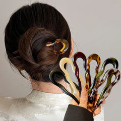 U-Shaped Tortoiseshell Hair Fork – Acrylic Hairpin & Geometric Hair Accessory