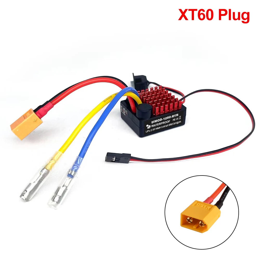 9IMOD 1060 RTR 60A ESC Brushed Electronic Speed Controller 2-3S LiPo Waterproof BEC 6V3A for 1/10 Axial SCX10 TRX4 TRX6 D90 HPI