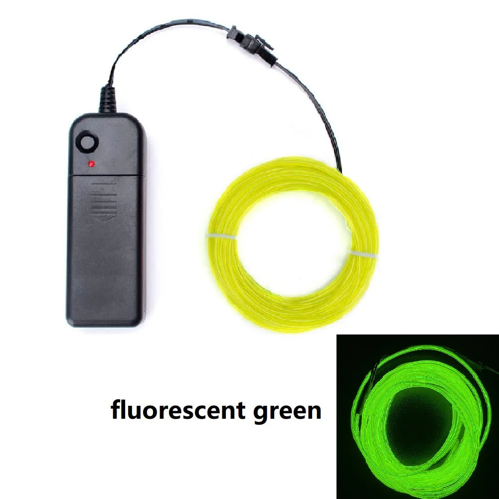 1m 3m 5m Glow EL Wire Neon Cable for Christmas Dance Party DIY Costumes Multicolor Illuminated Light AA Battery  Lamp LED Strip