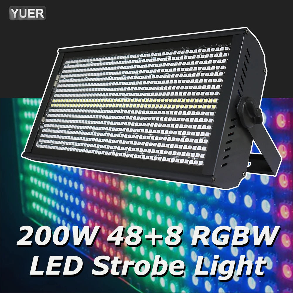 200W LED 48+8 Segment RGB + White Strobe Washing Effect Stage Lighting Party Dj Disco Indoor Club Bar Strobe Lights DMX Control