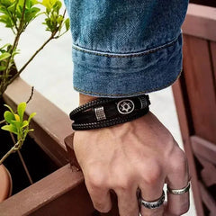 Men’s Star of David Bracelet – Vintage Leather Braided Judaica Jewelry ✡️🖤