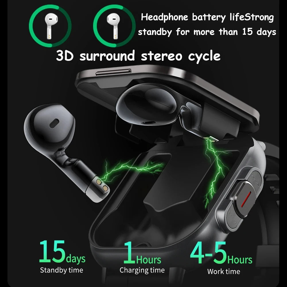 Smart Watch D8 with 2-in-1 TWS Earphones – NFC, Health Monitoring & Music ⌚🎧