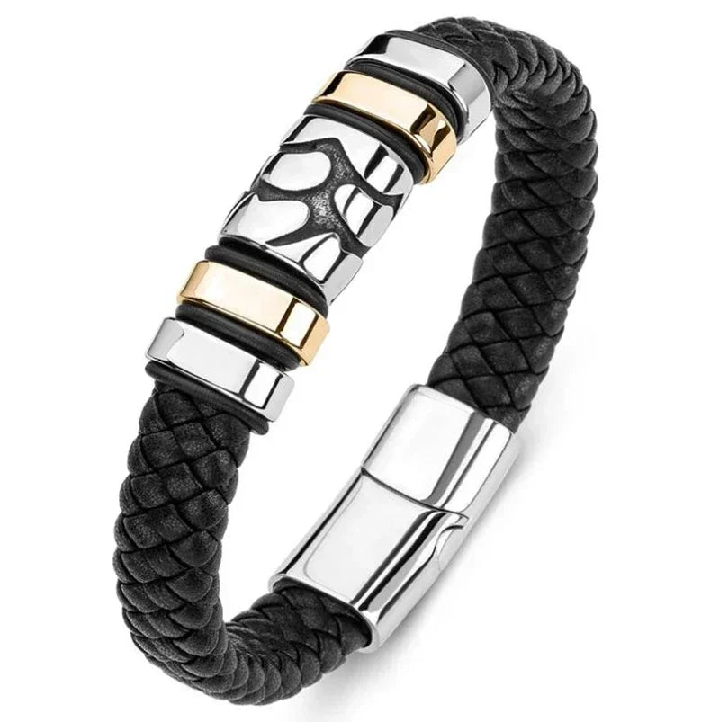 Men’s Star of David Bracelet – Vintage Leather Braided Judaica Jewelry ✡️🖤