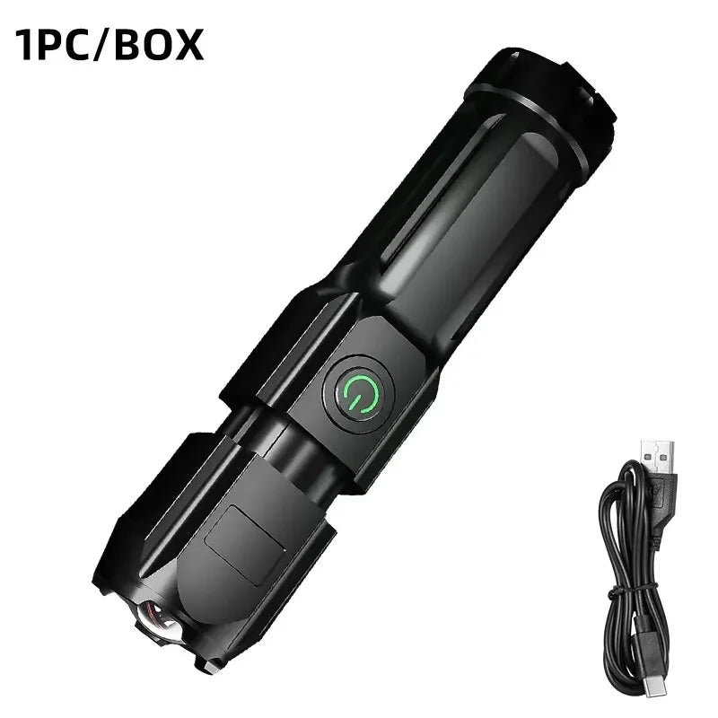 Powerful LED Flashlight – Rechargeable, Waterproof, Zoom, 100000 Lumens Tactical Light