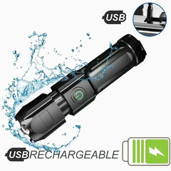 Powerful LED Flashlight – Rechargeable, Waterproof, Zoom, 100000 Lumens Tactical Light