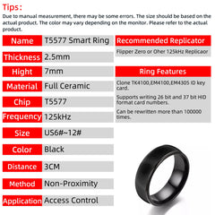 “T5577 RFID Ceramic Smart Ring – 125kHz, Rewritable”