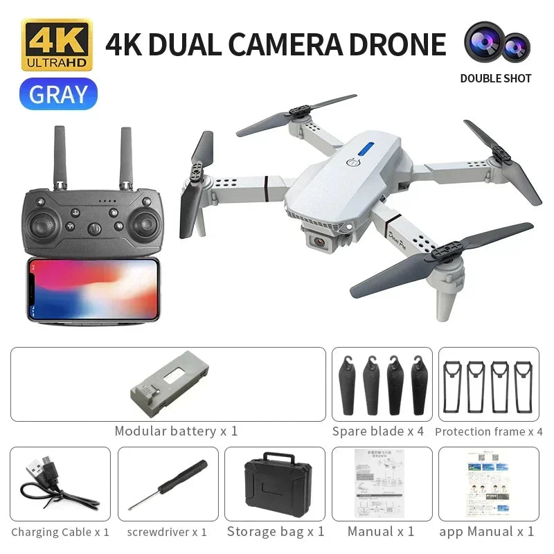 E88 Pro Mini Drone with 4K HD Camera WiFi FPV Foldable Quadcopter RC Helicopter for Adults/Kids Remote Control Toy Gift