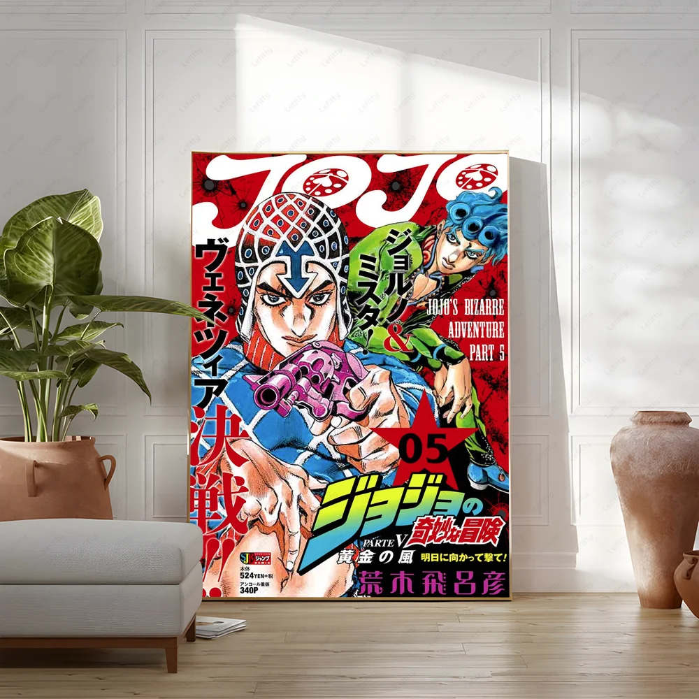 Anime J-JoJo Bizarre Adventure Retro WhitePaper Sticky Poster Home living room Wall Art Garage Room Decor