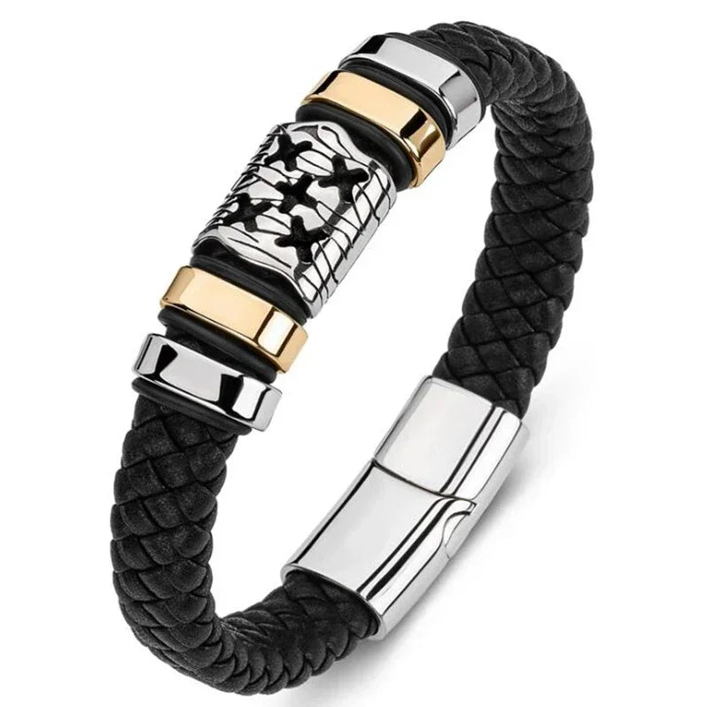 Men’s Star of David Bracelet – Vintage Leather Braided Judaica Jewelry ✡️🖤