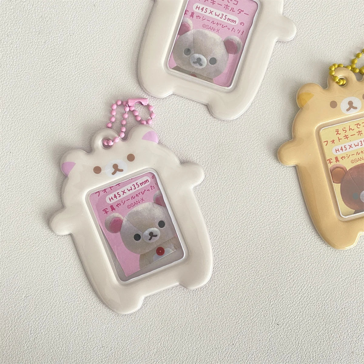 Japanese Style Kawaii Cartoon Bear  Photo Card Holder Keyring Cute Bear K-Pop Idol Keychain For 2 Inch Photo School License Case