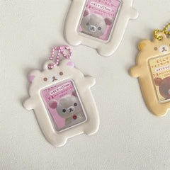 Japanese Style Kawaii Cartoon Bear  Photo Card Holder Keyring Cute Bear K-Pop Idol Keychain For 2 Inch Photo School License Case