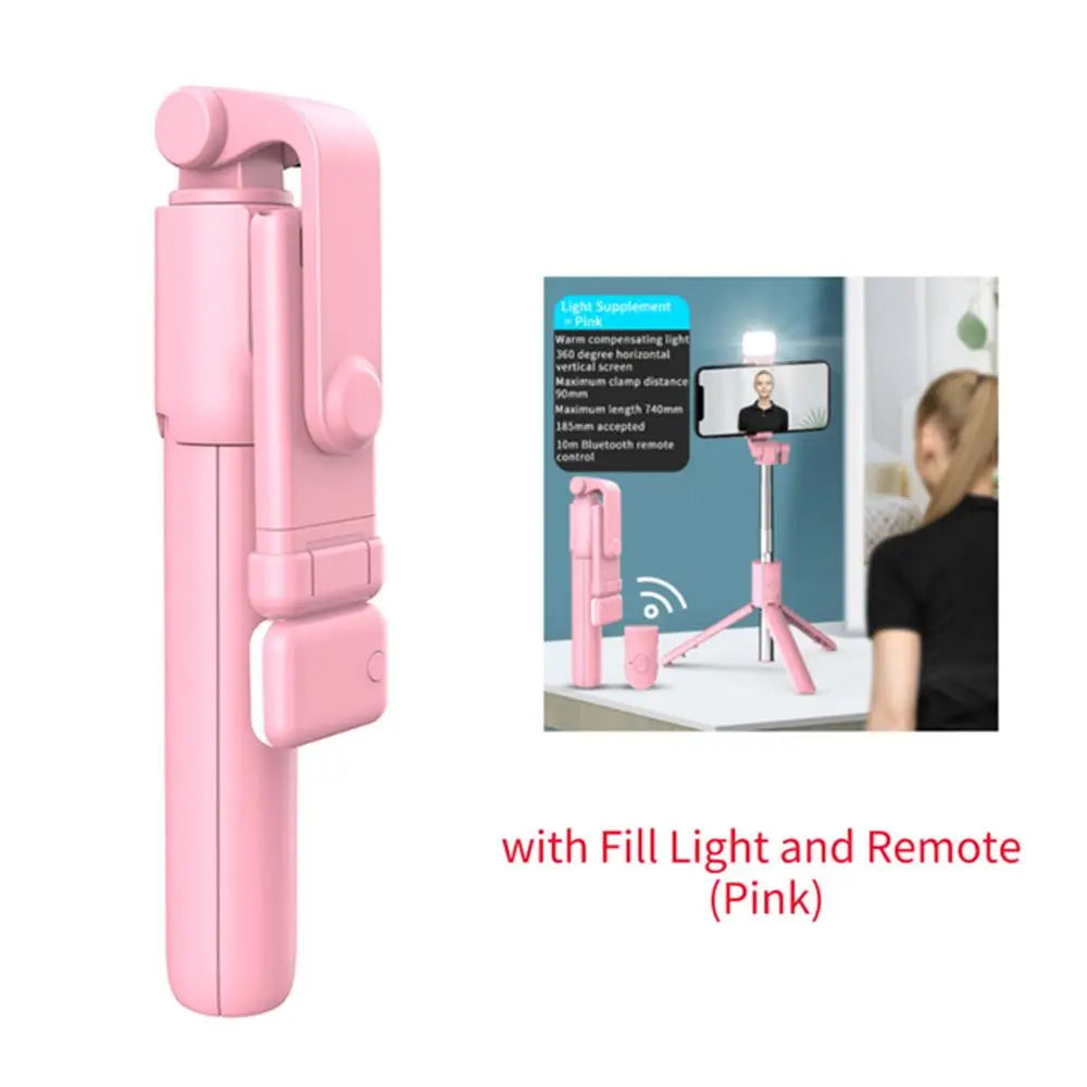 Portable Bluetooth Selfie Stick Tripod – Extendable Phone Holder with Remote & Fill Light