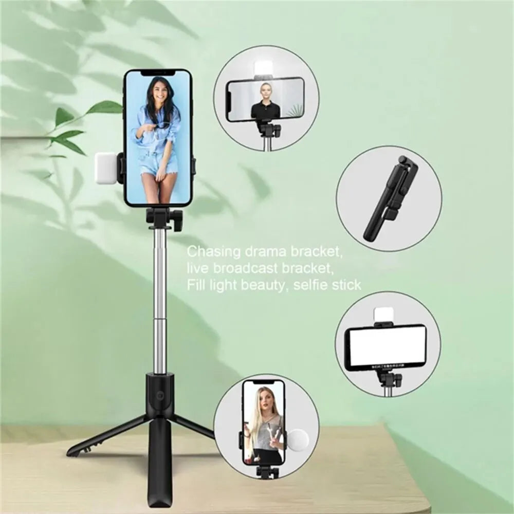 Portable Bluetooth Selfie Stick Tripod – Extendable Phone Holder with Remote & Fill Light