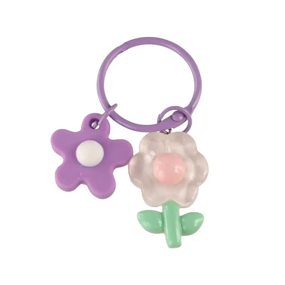 Fashion Key Chains Bag Hanging Pendant Car Keyring Cute Mini Flower Keychain Kawaii Colorful Resin Floral Key Ring