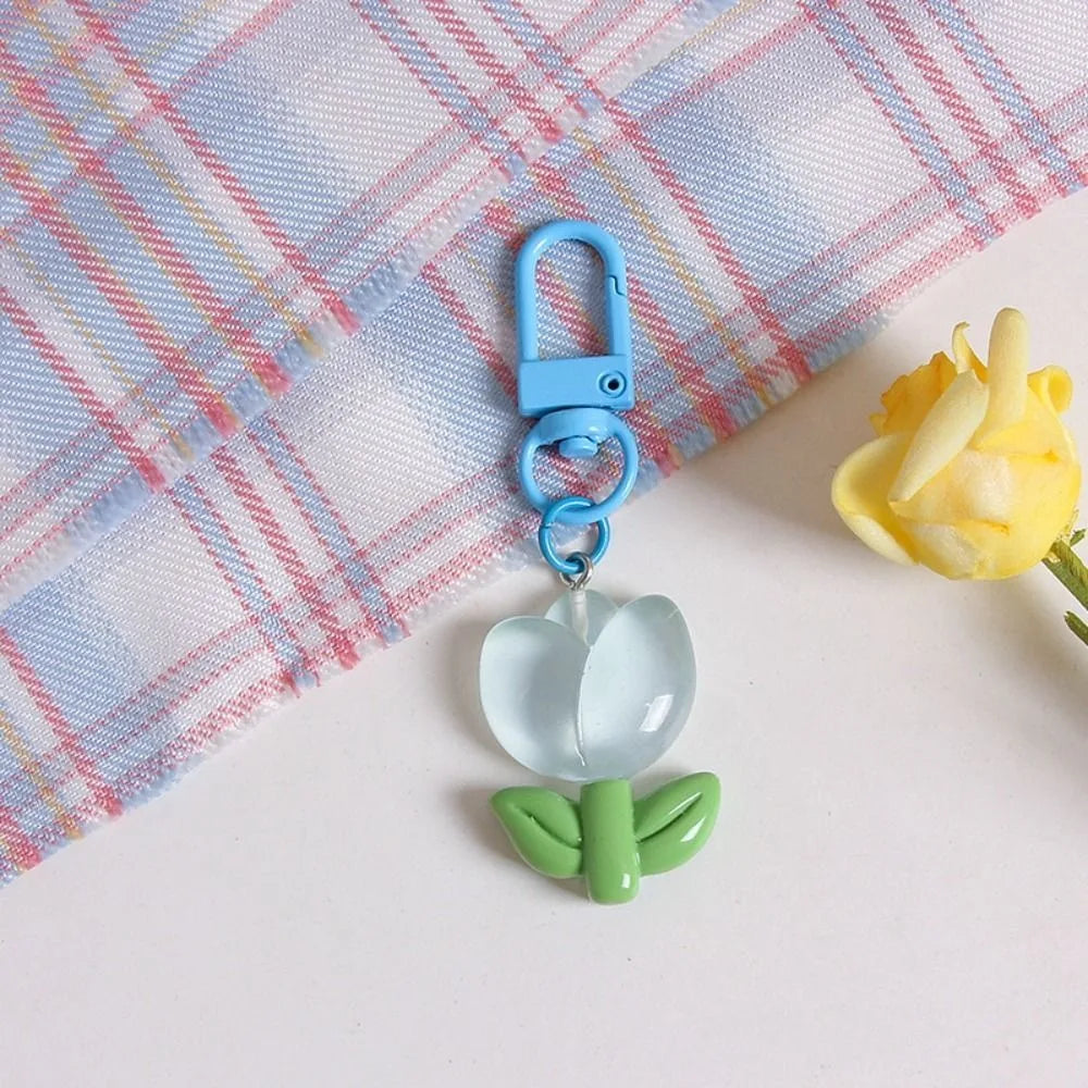 Fashion Key Chains Bag Hanging Pendant Car Keyring Cute Mini Flower Keychain Kawaii Colorful Resin Floral Key Ring