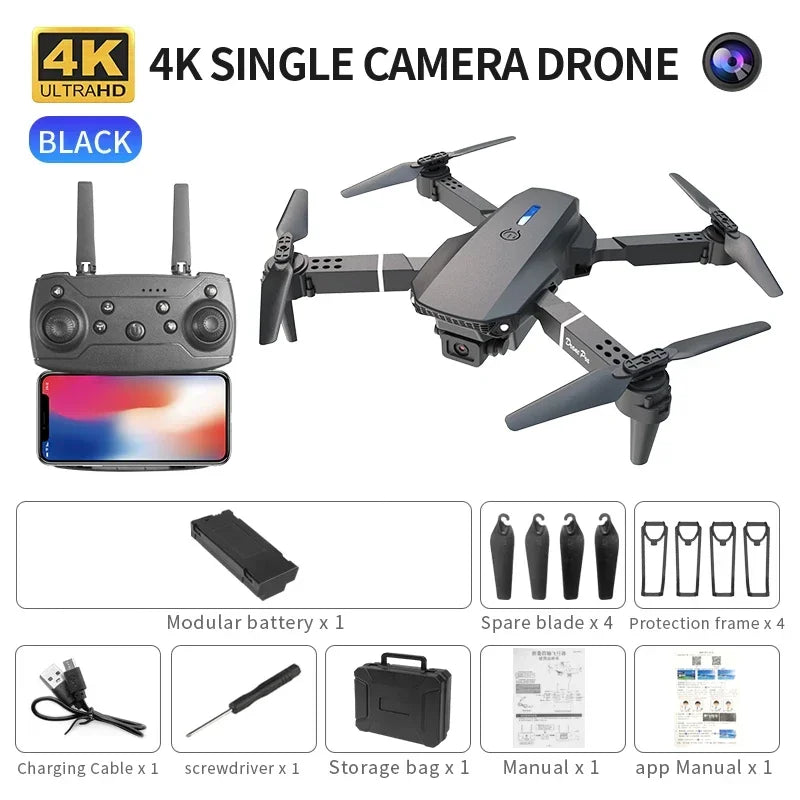 E88 Pro Mini Drone with 4K HD Camera WiFi FPV Foldable Quadcopter RC Helicopter for Adults/Kids Remote Control Toy Gift
