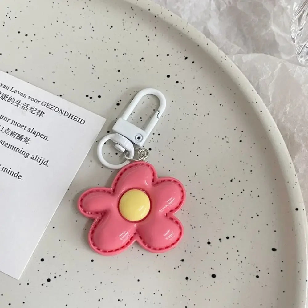 Fashion Key Chains Bag Hanging Pendant Car Keyring Cute Mini Flower Keychain Kawaii Colorful Resin Floral Key Ring