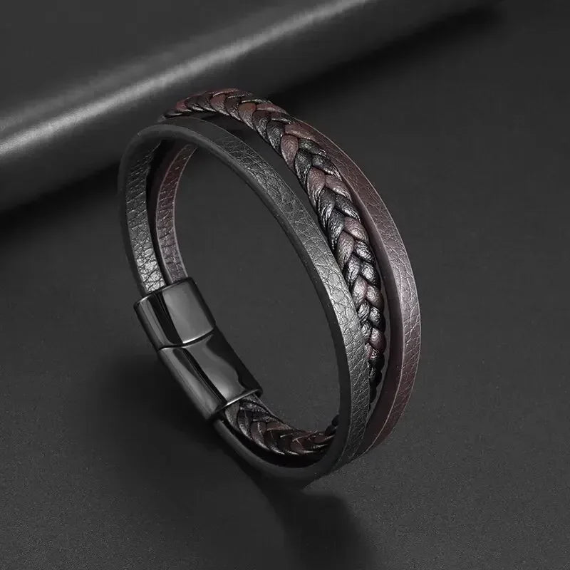 Men’s Star of David Bracelet – Vintage Leather Braided Judaica Jewelry ✡️🖤
