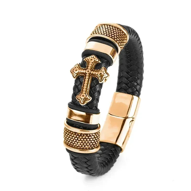 Men’s Star of David Bracelet – Vintage Leather Braided Judaica Jewelry ✡️🖤