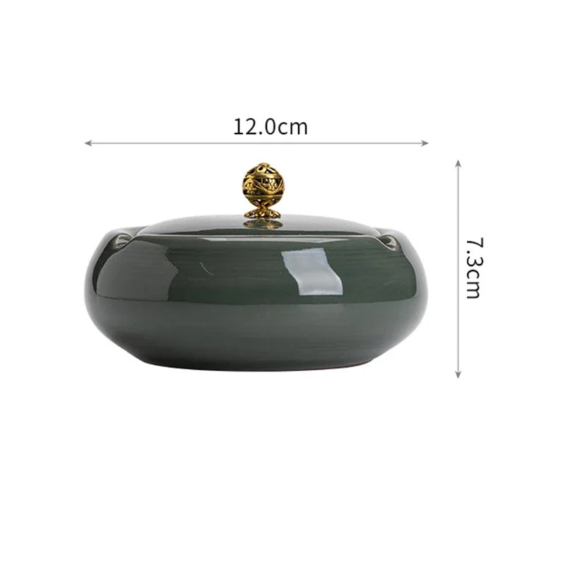 European Ceramic Ashtray with Lid – Creative Home & Office Decor