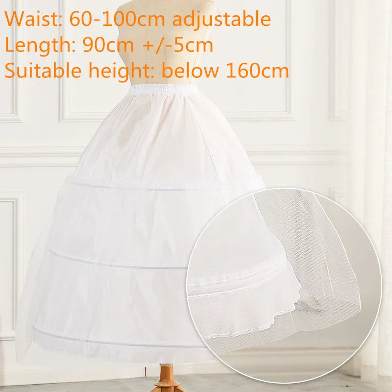 Girls Crinoline Petticoat with hoop Under skirt Short White Underskirt A-line Ball Gown Petticoats