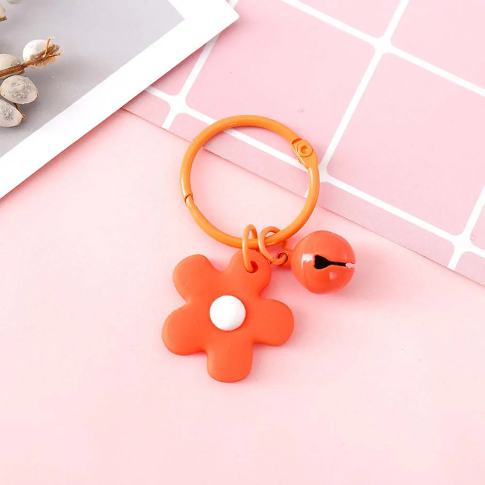 Fashion Key Chains Bag Hanging Pendant Car Keyring Cute Mini Flower Keychain Kawaii Colorful Resin Floral Key Ring