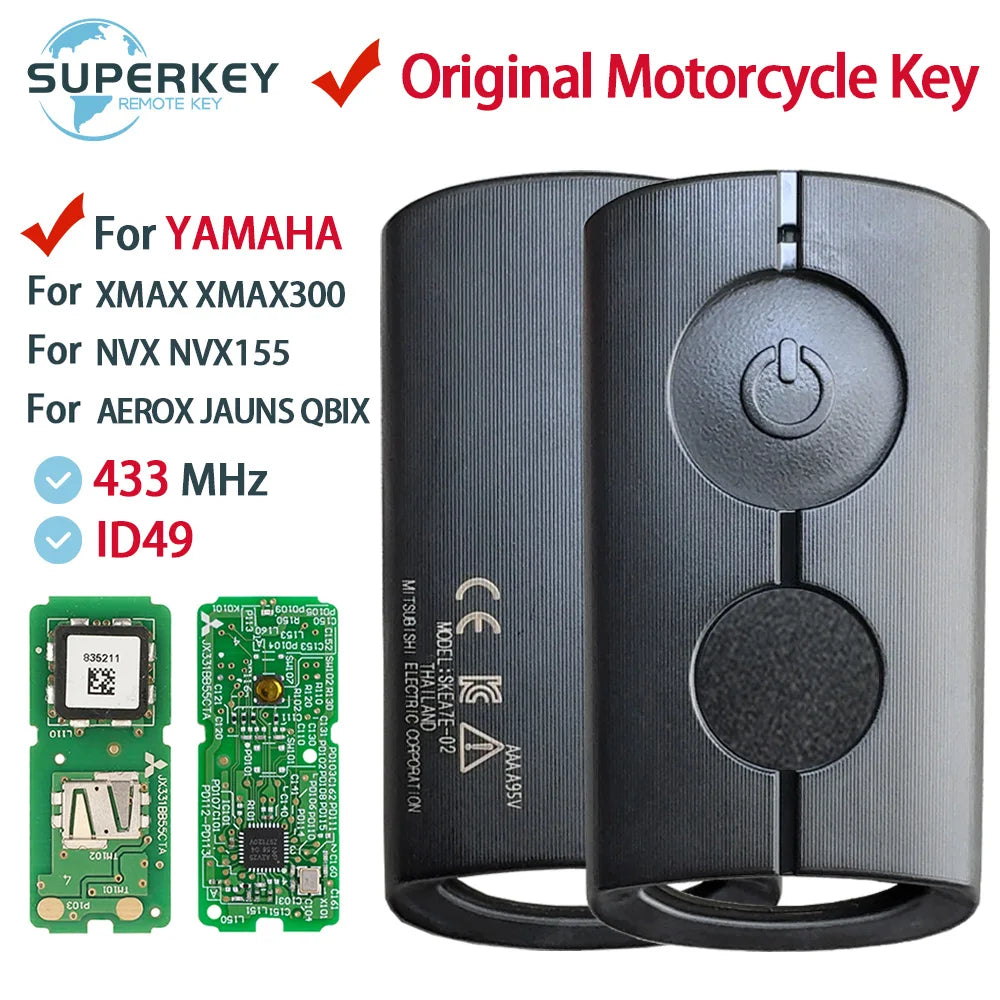 YAMAHA 433MHz ID49 Remote Key Fob – XMAX / XMAX300 / NVX / NVX155 / AEROX / JAUNS / QBIX