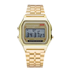 F91W LED Digital Watch – Steel Band, Multi-Functional Sports & Business Clock