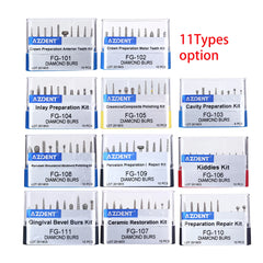 1BOX Azdent DENTAL Diamond Bur Kit With Storage Box Various Functions Optional Fit for High Speed Handpiece