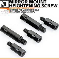 2PCS Longer Extension Black Motorcycle Rear Mirror Adapter M8 8mm M10 10mm Anti clockwise Right Left Hand Thread Changing Screw